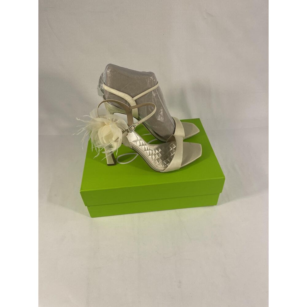 Sam Edelman Leana Pearl Shoes Women's Size 9.5 Ivory Silk Floral Heels Bridal - Picture 2 of 9
